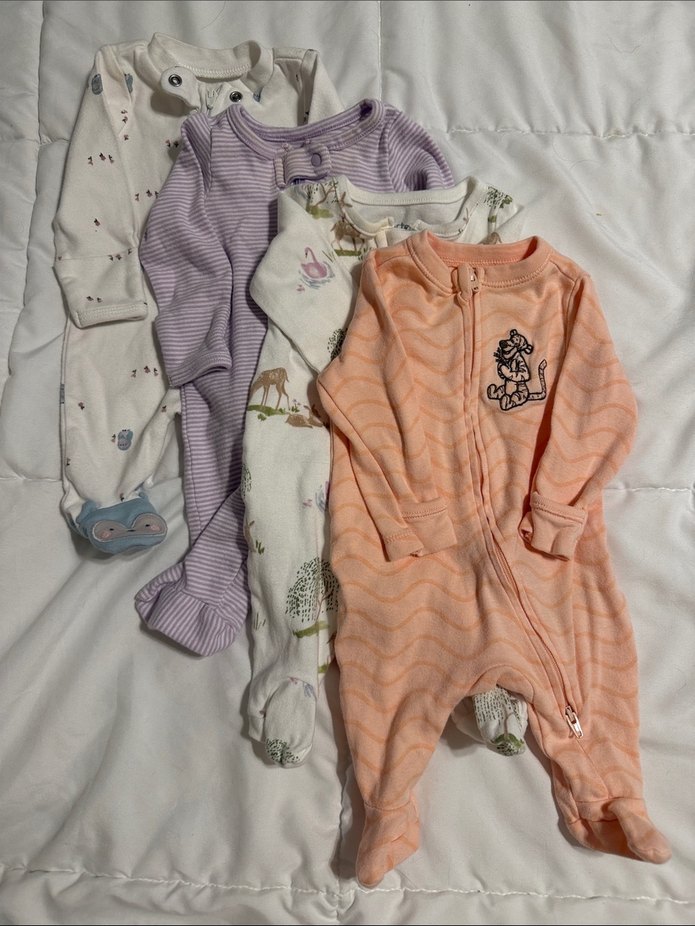 Set of 4 Carter’s/Disney Footie Pajamas Soze Newborn